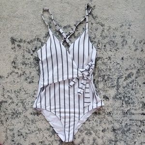 Black and white stripe one piece